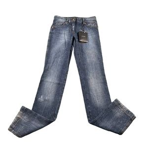 NWT Dolce & Gabanna Jeans Sz 38 US Sz 28 Blue Slightly Distressed Style!